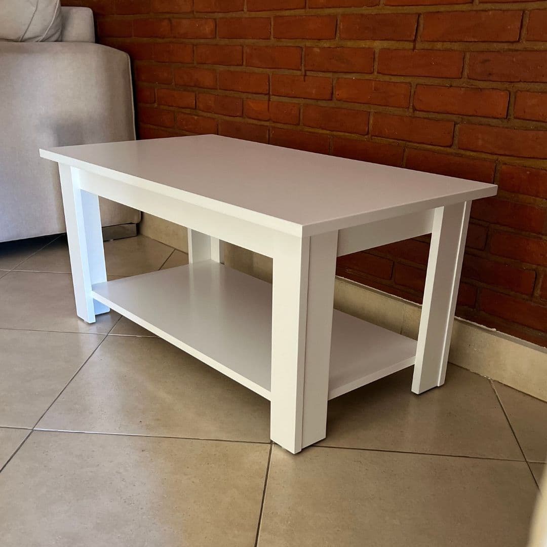 Mesa Ratona Blanca con Estante Inferior